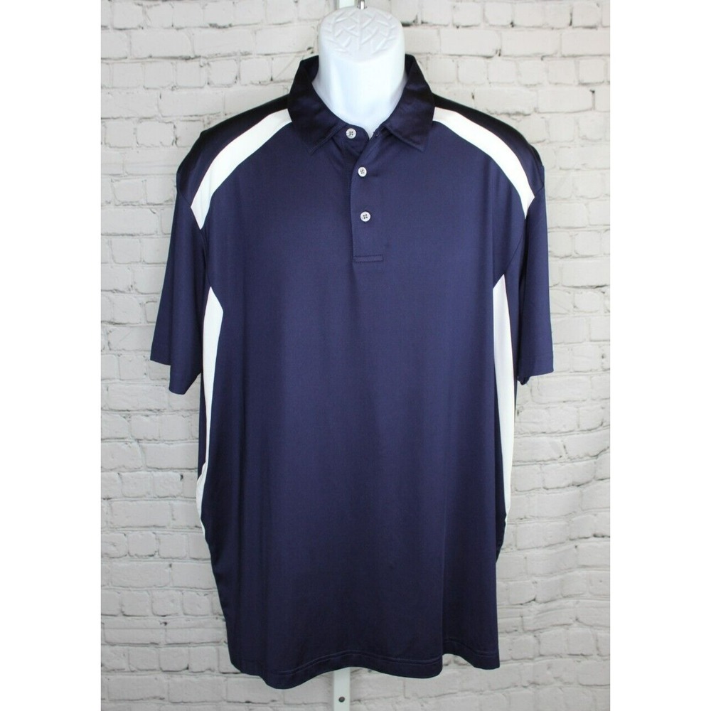 PGA Tour Motionflux 360 Golf Shirt Mens LARGE Blue Polo Short Sleeve EUC